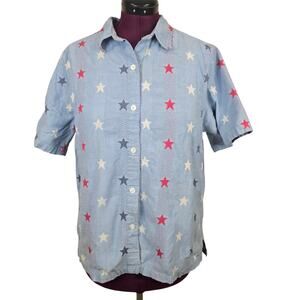 Vintage Women's Angelique Patriotic Americana Button Up Short Sleeve | Size XL